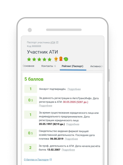 Паспорт участника АТИ на смартфоне